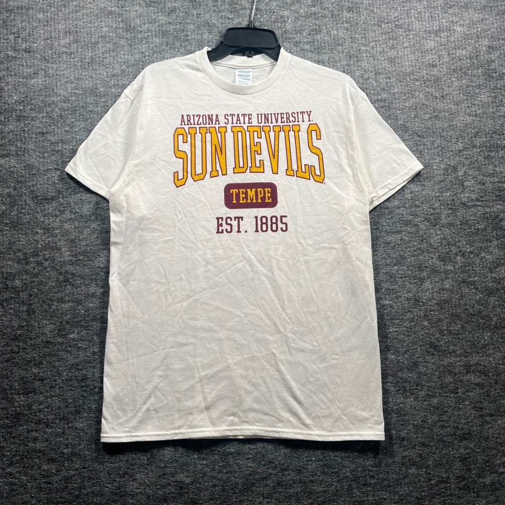 Arizona State University Sun Devils T-Shirt Mens Medium White Tempe Est 1885 Tee
